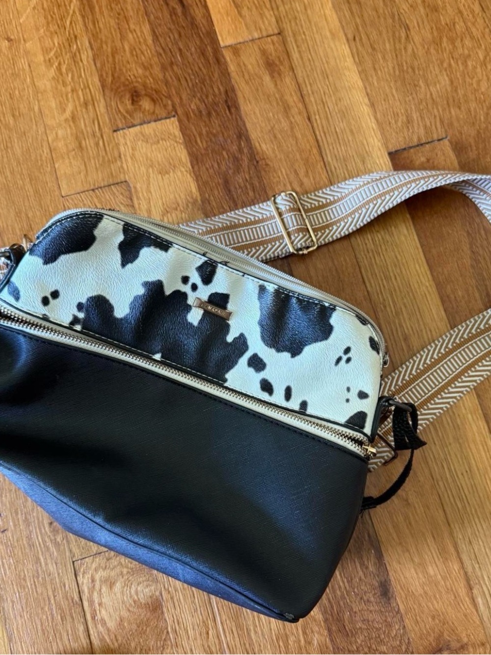Black & White Cow Print Crossbody Bag
